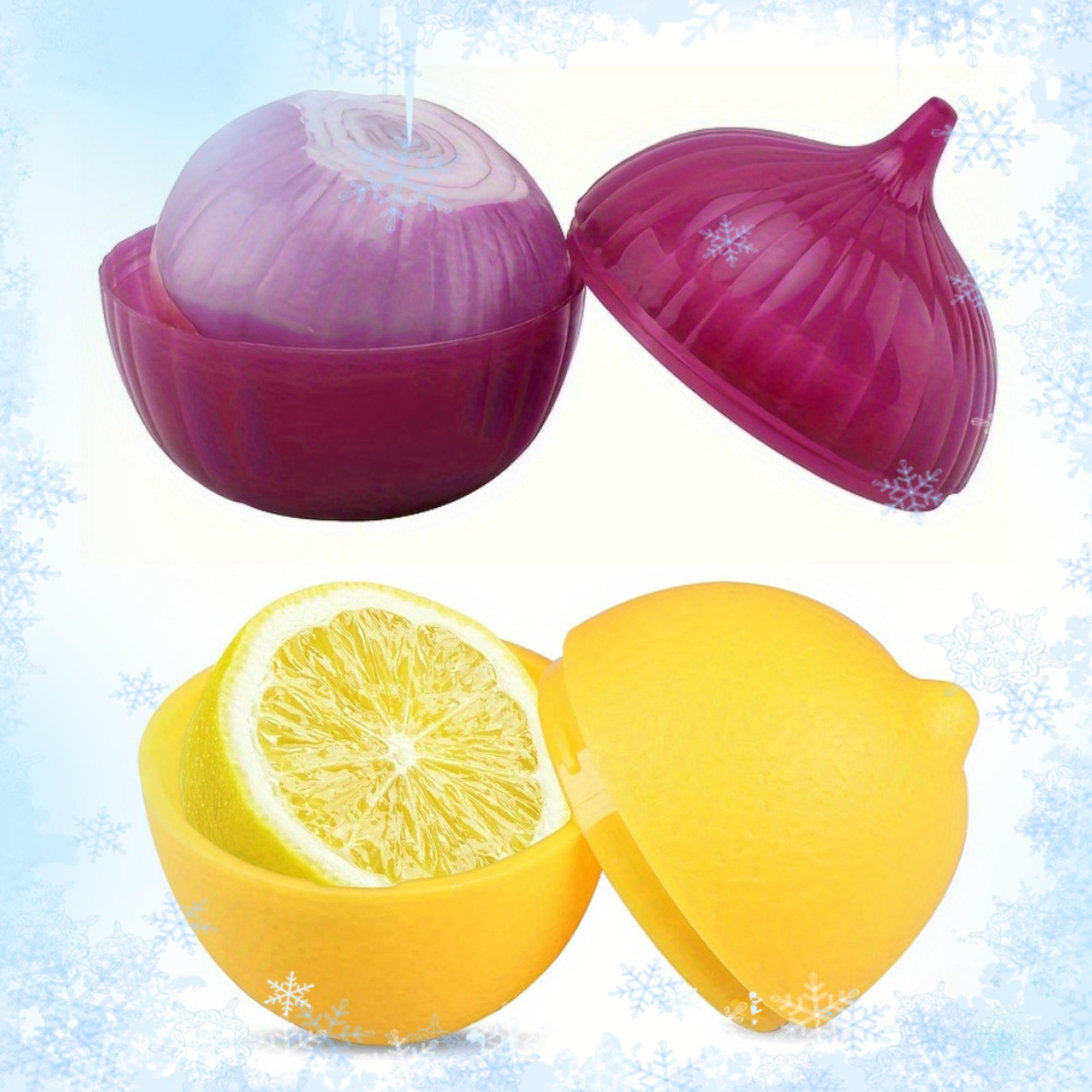 Набор из 2 шт Сохранители для еды Лимон и Лук - Многоцелевые Пластиковые Контейнеры для Хранения Кухонные Коробки для Сохранения в Форме Фруктов и Овощей 1590₽