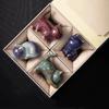 1/4pcs Cat Tea Pet Ceramic Ornament Chinese Style Desktop Decoration Jun Porcelain Cat Tea Pet Craft Animal Figurines New Year