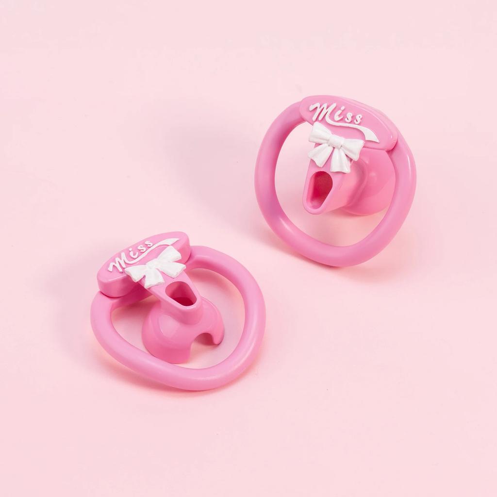 Bow Pink Negative Inverted Plastic Femboy Chastity Cages Male Chastity Device Penis Lock Sex Toys for Men Pet BDSM