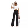 Winter Solid Color Corduroy Casual Fashion Temperament Women's Trousers Casual Retro High Rise Single Button Slim Hip Flared Trousers