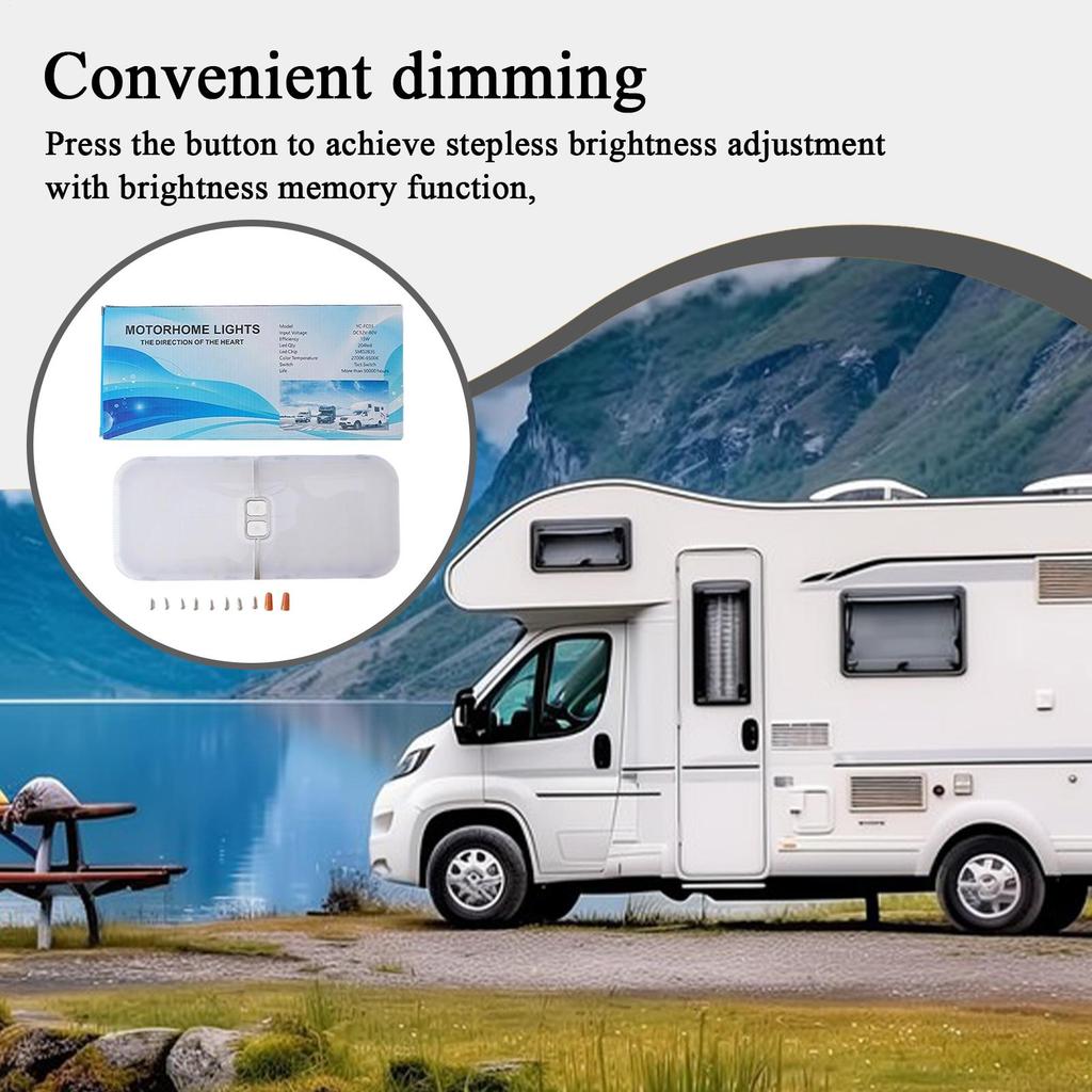 RV Ceiling Light RV Ceiling Light LED Lamp 12–30V Dimmable Triple Color Temperature Lamp For Vehicles Llumination Relaxation