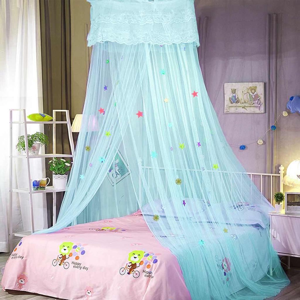 Elegant Lace Bed Canopy Mosquito Net Hung Dome Mesh Canopy Princess Round Dome Bedding Net Bed Mosquito for Bedroom Camping