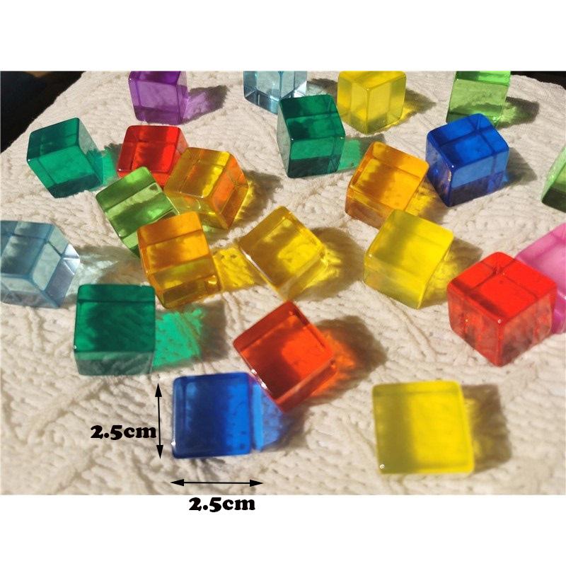 Kids Lucite Cube AcryllicCrylick Stacking Window Blocks Color Street Gems Stone Montessori Toys