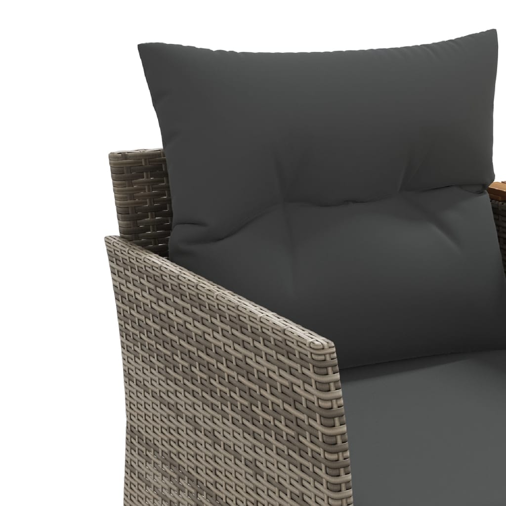 2 Seater Garden Sofa with Footstools Grey Poly Rattan