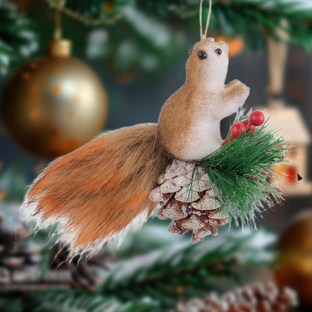 Squirrel Statue Gifts Cute Hanging Animal Sculpture for Office Xmas Tabletop