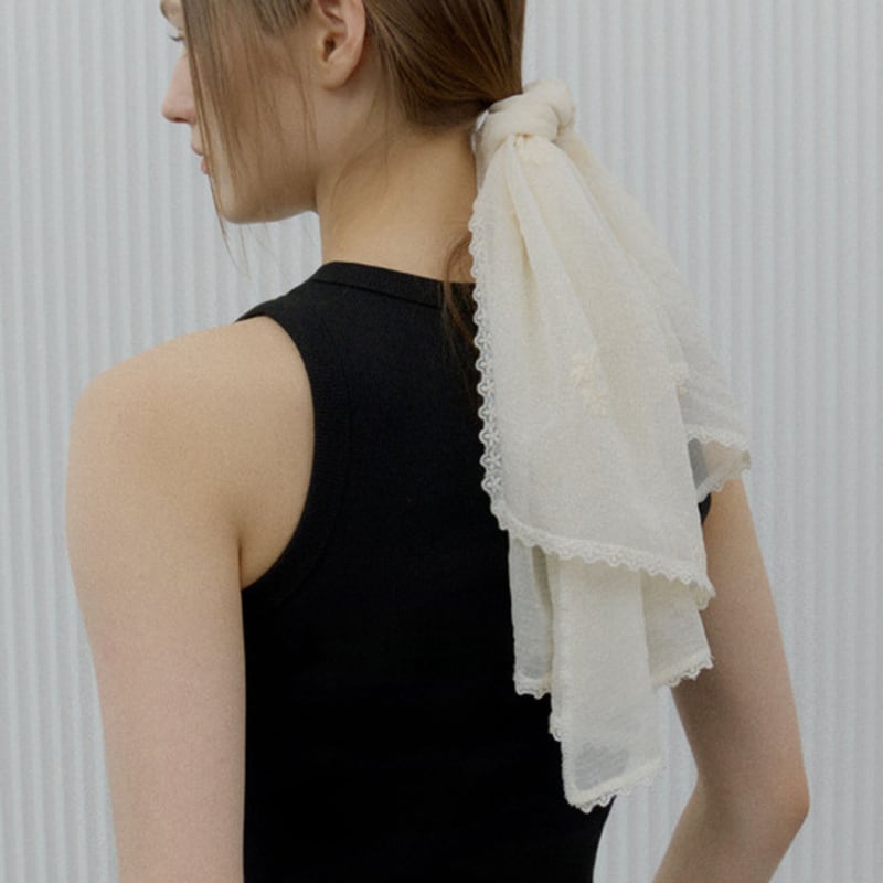 GNGB Flower Scarf_Cream