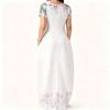 Plus Size Round Neck Short Sleeve Tunic Airy Dress For Summer Outdoor Stroll