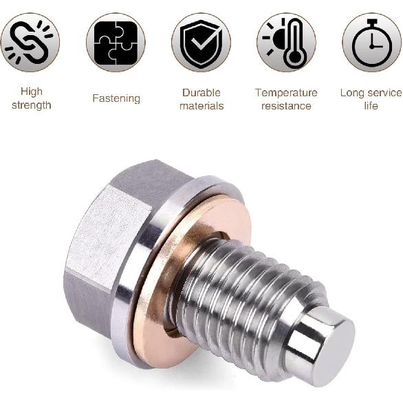 1 PC Car Oil Drain Nut Bolt, Leak-proof Oil Drain Plug, Bottom Shell Oil Drain Screw Gasket, Universal for Most Cars (Silver #M14x1.5)
