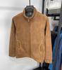 Men's Stand Collar Zipper Cardigan Jacket - 2025 Autumn/Winter Solid Color Warm Fleece