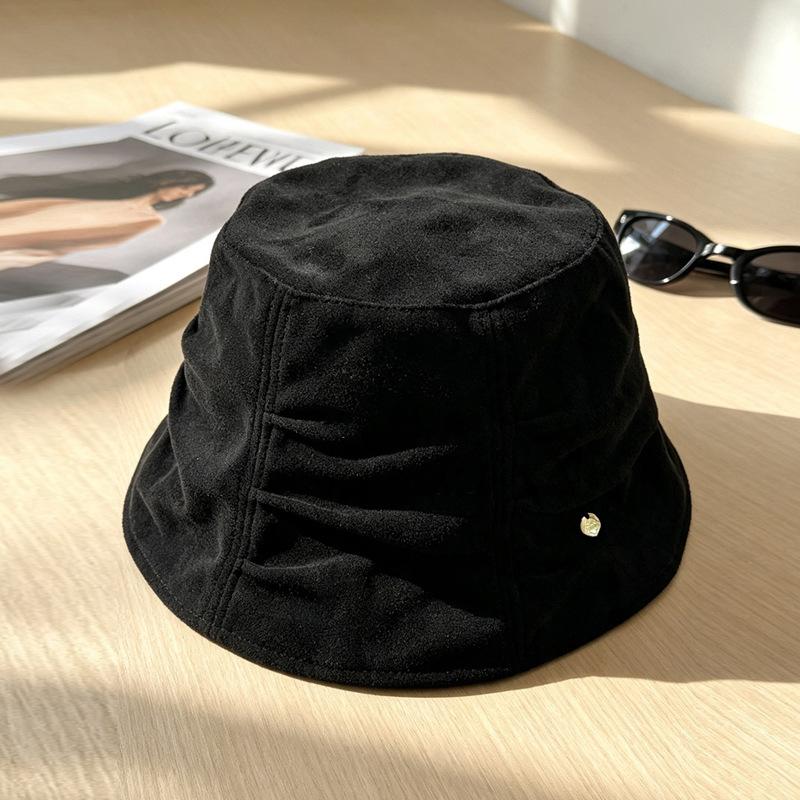 Artistic Versatile Fisherman Hat Retro Basin Hat Autumn and Winter Face Enhancing Small Bucket Hat Warm Big Head Circumference Hat Children's Style