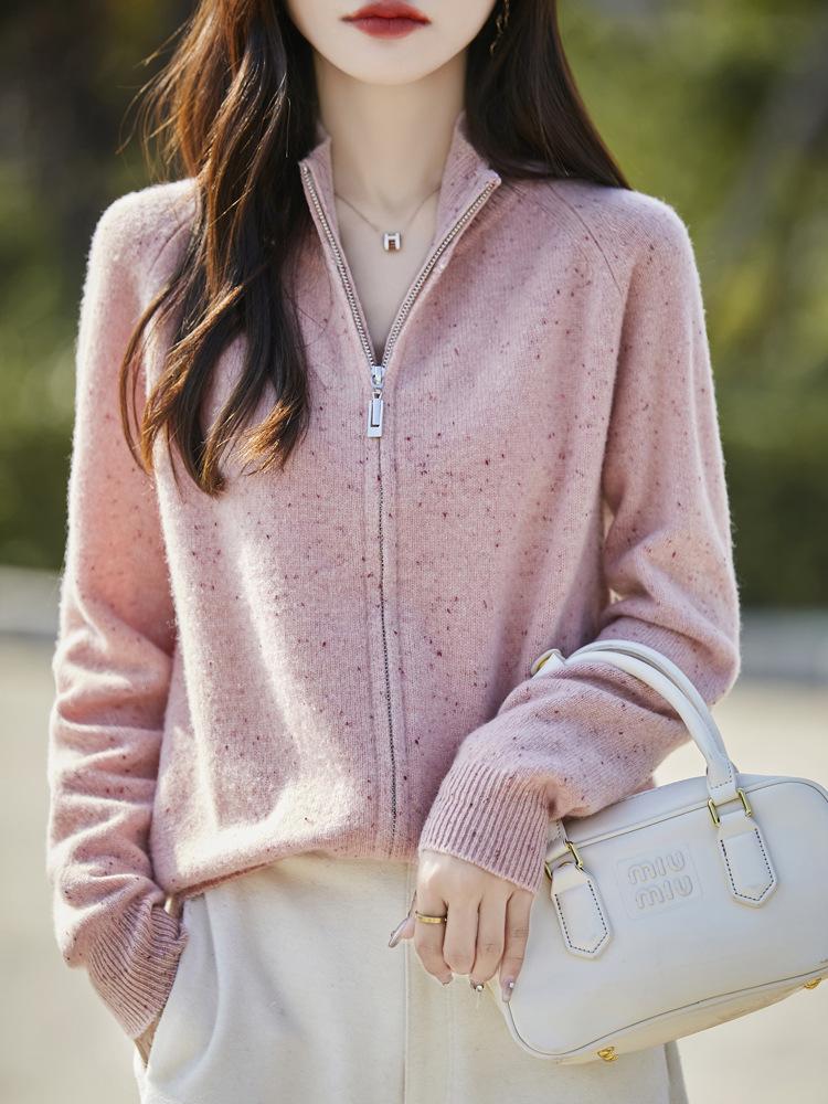 Women's Wool Polka Dot Knit Cardigan - 2025 Autumn/Winter Retro Style Loose Sweater Coat