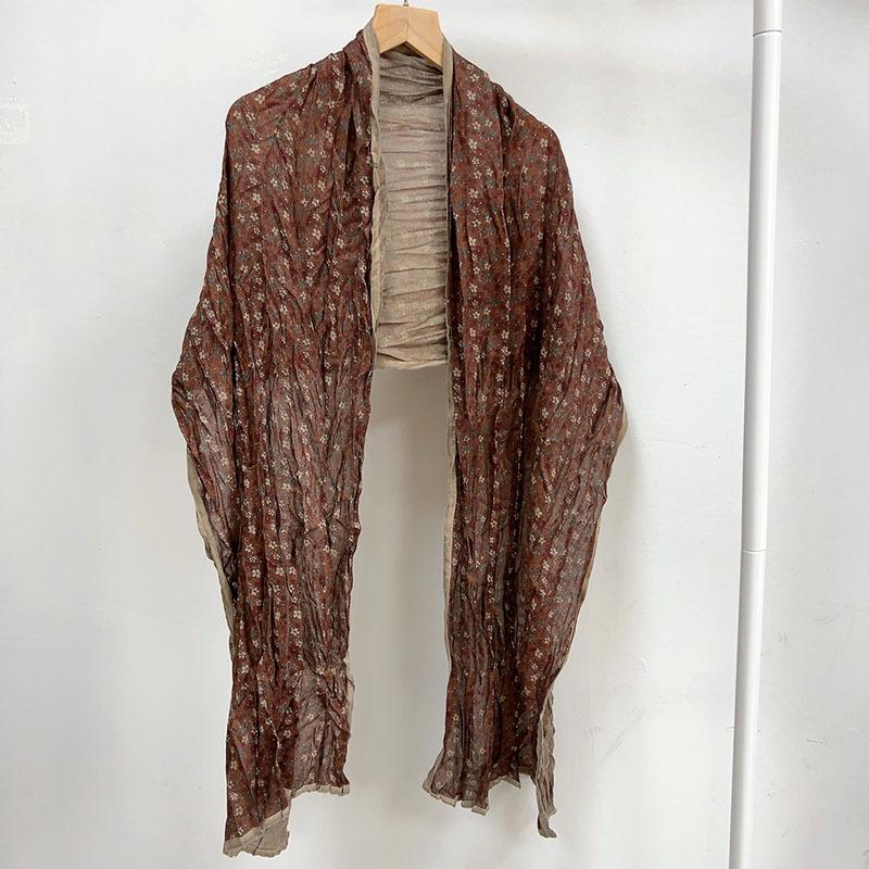 Floral Korean Cotton-Linen Scarf: Fashionable, Breathable Shawl for Autumn & Winter
