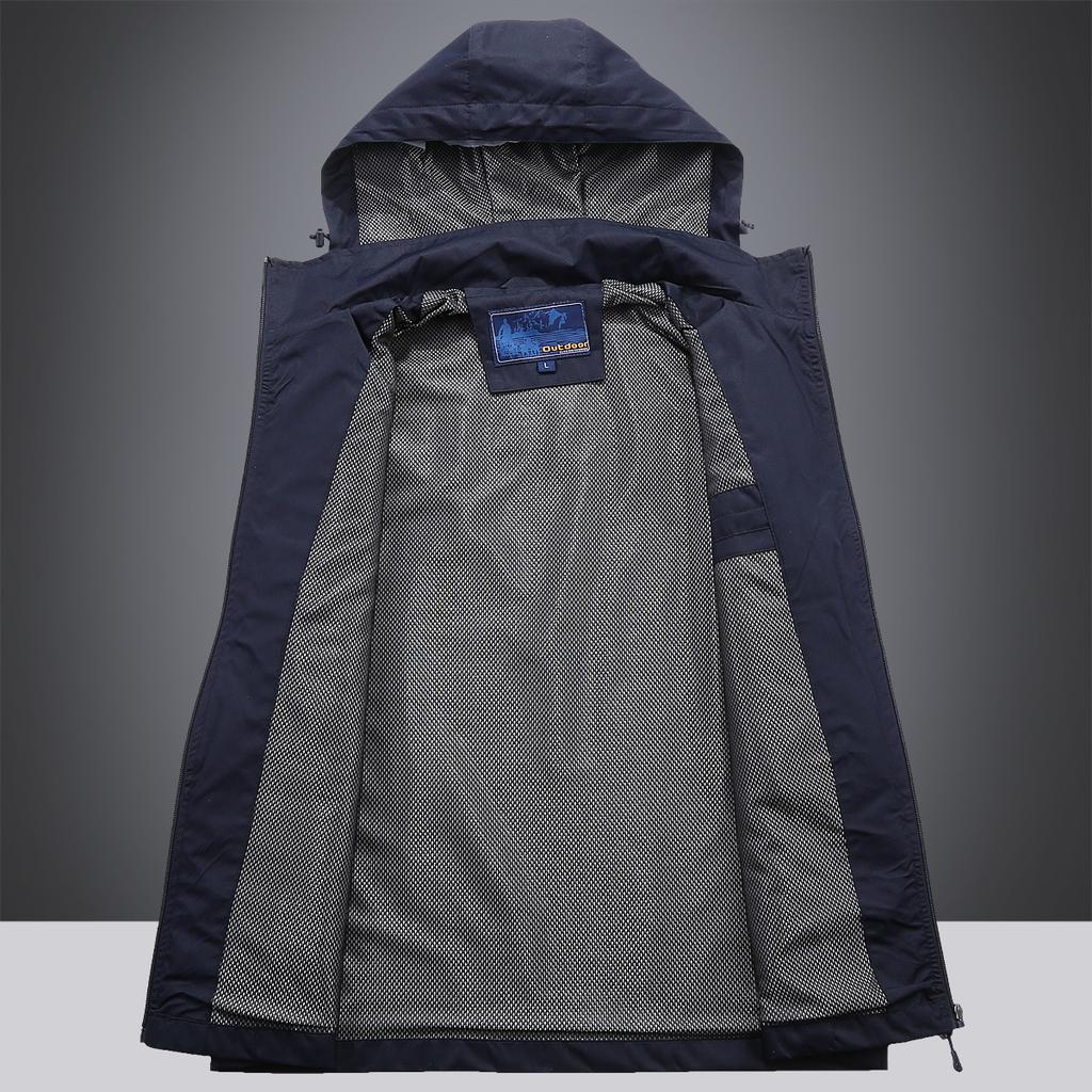 Men's Jacket Autumn New Casual Solid Color Hooded Jacket Youth Loose Large Size Sports Coat