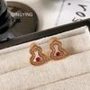 Elegant Ruby Gourd Stud Earrings for Women - Fashionable and Versatile Silver Needle High-End Earrings