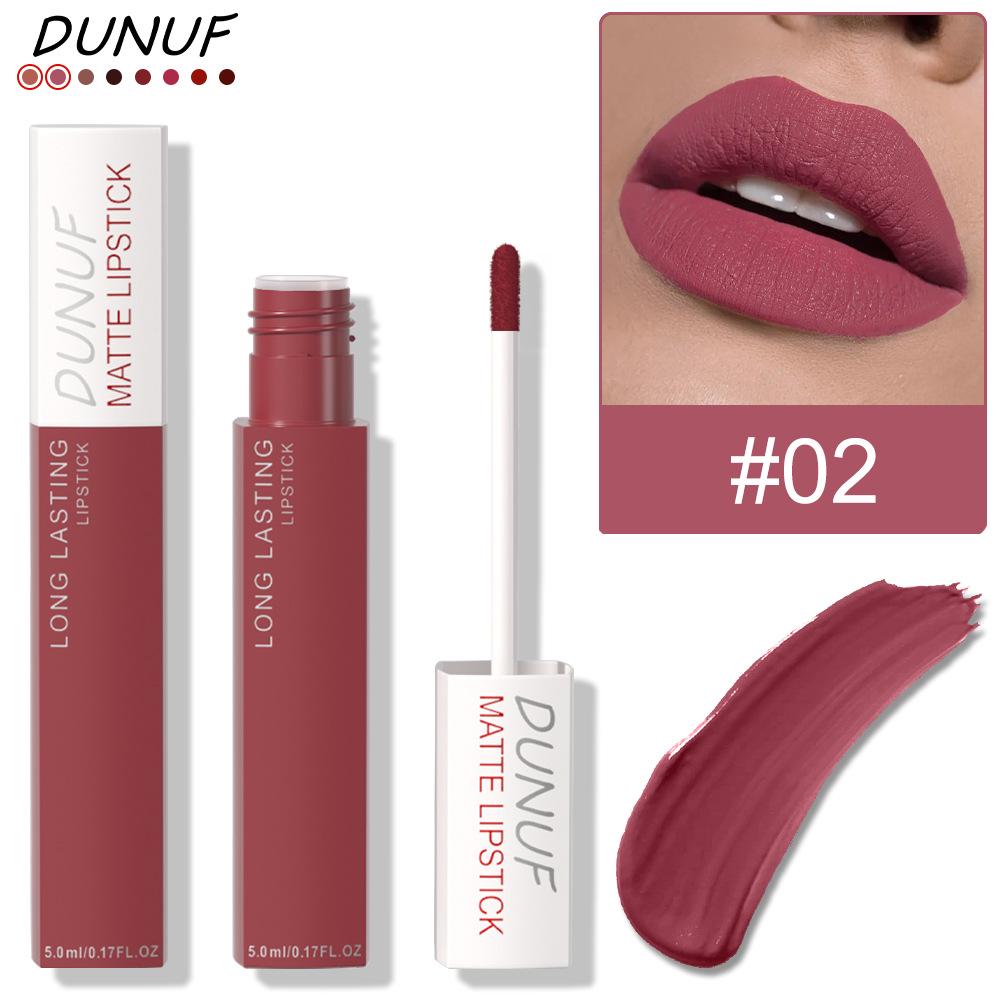 DUNUF Waterproof Matte Lip Gloss - 8 Colors, Long-Lasting Formula