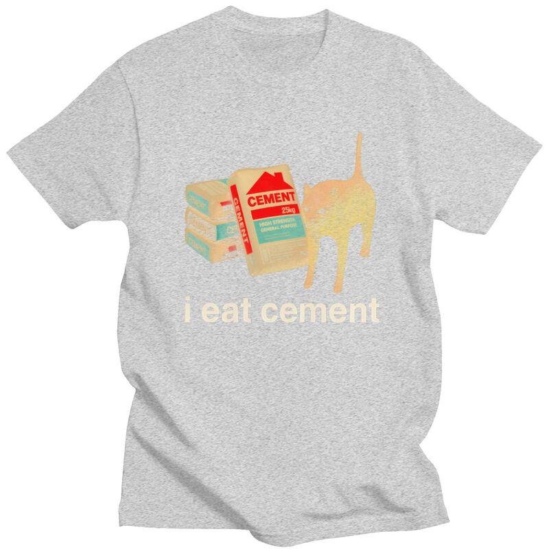 Ich esse Zement Absurdes Katzen Meme T-Shirt Unisex Kurzarm T-Shirts Streetwear Lässiges Grafik-T-Shirt Reine Baumwolle Slim Fit Kleidung