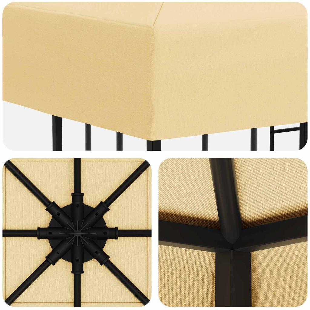 Garden Gazebo 3 X 3 M Cream Polyester and Steel 190 Gsm
