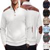 Men's Casual Half-Zip Pullover Sweatshirt Lined with Stand Collar and Patch Pockets