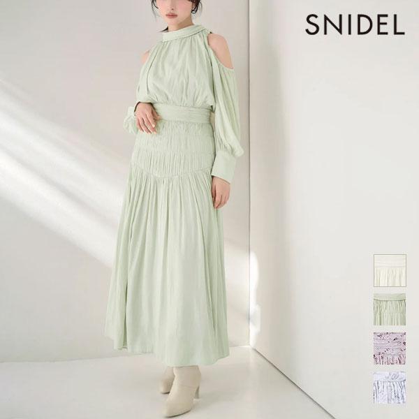 New item 10% OFF SNIDEL Dress 26 Spring/Summer Cold Shoulder Long Dress Long Sleeve Long Length swfo261040