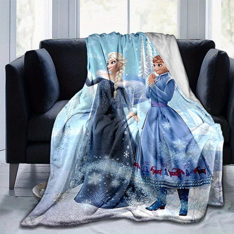 1pc Frozen Elsa and Anna Printing Blanket - Soft, All-Season Throw for Office Blanket, | Personalized Gift with Adorable Cartoon Design