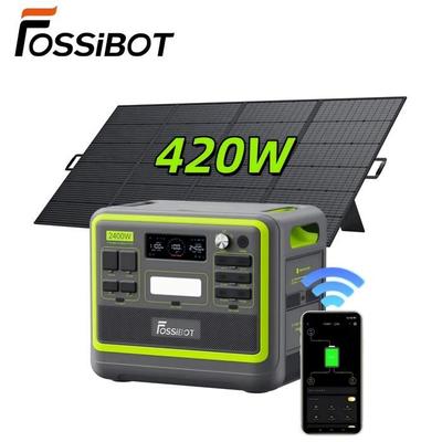Solární generátor FOSSiBOT F2400 se solárním panelem 420 W - 2048 Wh přenosná napájecí stanice LiFePO4 - 3 výstupy AC 2400 W - Kempování/APP/Obytný vůz