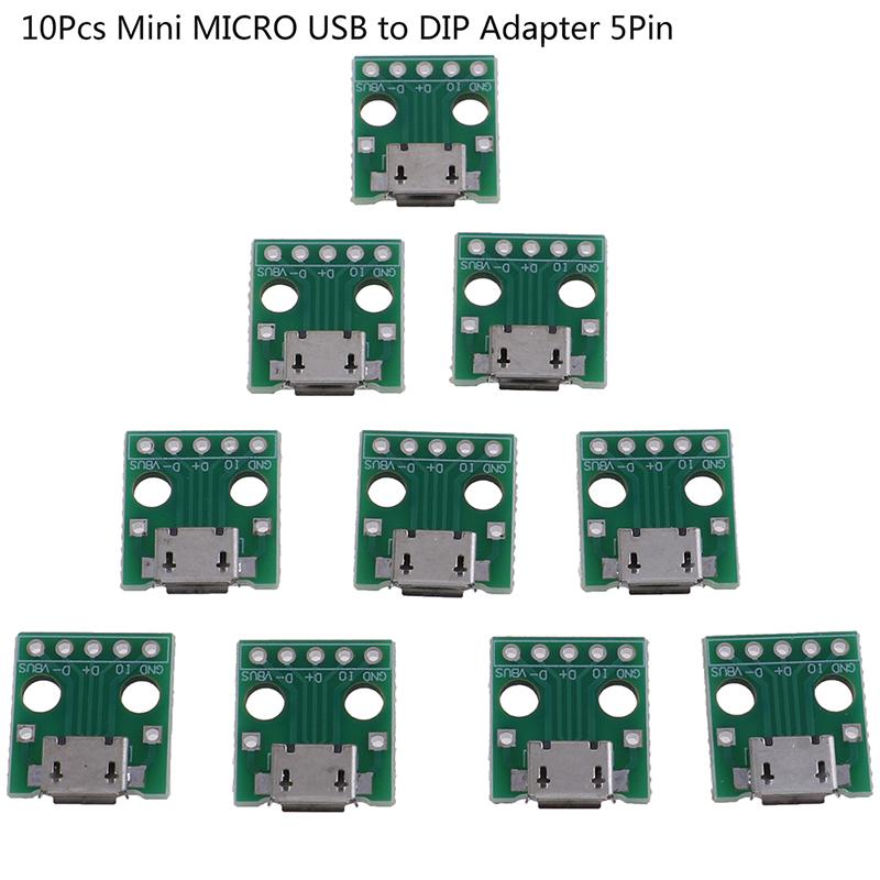 10Pcs Micro Usb To Dip Adapter 5Pin Female Connector Pcb Converter Board