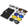 TR90 5-Piece Magnetic Clip-On Polarized Sunglasses Set with Pouch for Men & Women
