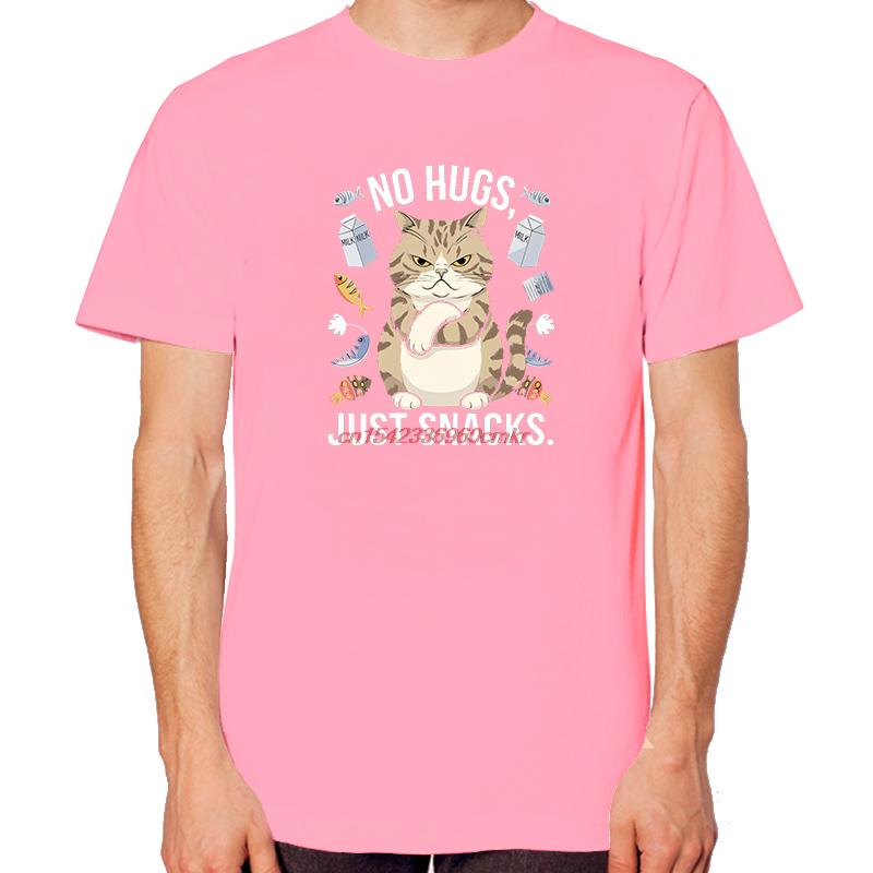 No Hugs Just Snacks Funny Cat Shirts Cute Graphic Tee Summer New In Tops And Tshirts Short Sleeve Tee Unisexs Cotton Tshirt