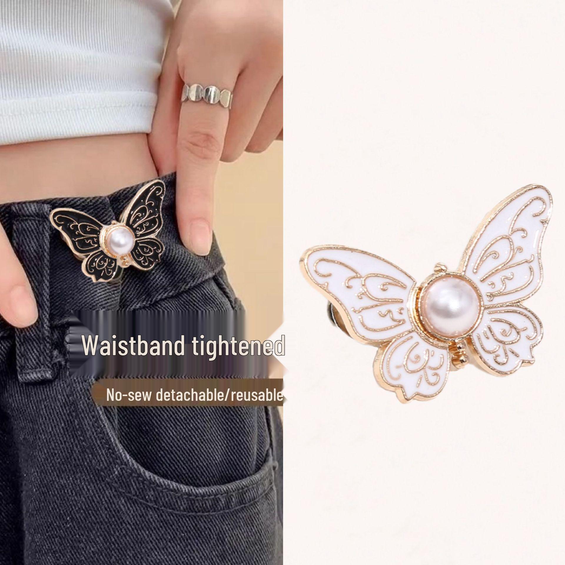 

Регульована знімна пряжка-метелик для джинсів New Stereo Floral Butterfly білий