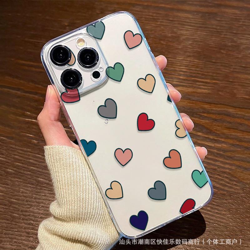 Cartoon Color Love iPhone Case Apple 11/12/13/14/15/16 ProMax Phone Case 7/8