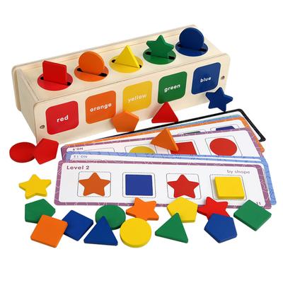 Montessori Wooden Toys for Kids Sensory Sorting Exercise Box Color & Shape Early Educational Block Puzzles Toddler Learning Toys