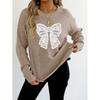 Women S Round Neck Long Sleeve Pullover Sweater Featuring Embroidered Lace Butterfly Splicing