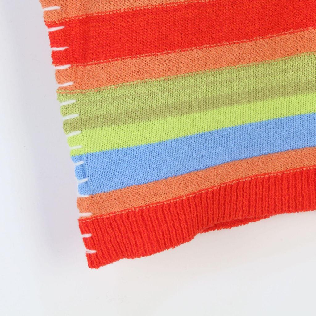 Dopamine Rainbow Striped Knit Sleeveless Vest - Korean Style Women's Summer Tank Top, Hong Kong Trendy Outerwear.