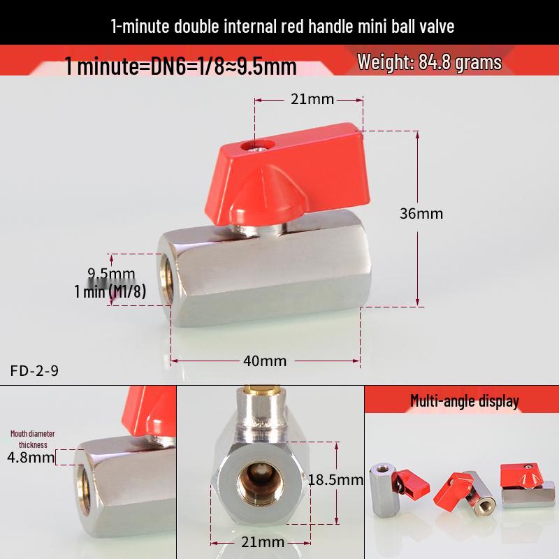 

Mini Ball Valve Switch - Pneumatic Accessories (1/8, 1/4, 3/8, 1/2 DN6, 8, 10, 15) 1-4 Minute
