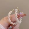 Women Luxury Pearl Wrapped Large Circle Earrings Exquisite Chain Embellish High Temperament Versatile Fashion Hoops Gift