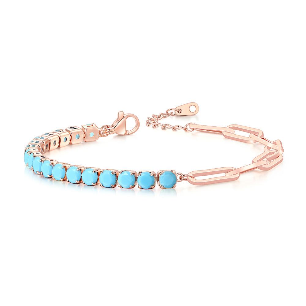 Paper Clip Splicing Tennis Bracelet Women'S Round Zircon 12 Birthstone Jewelry