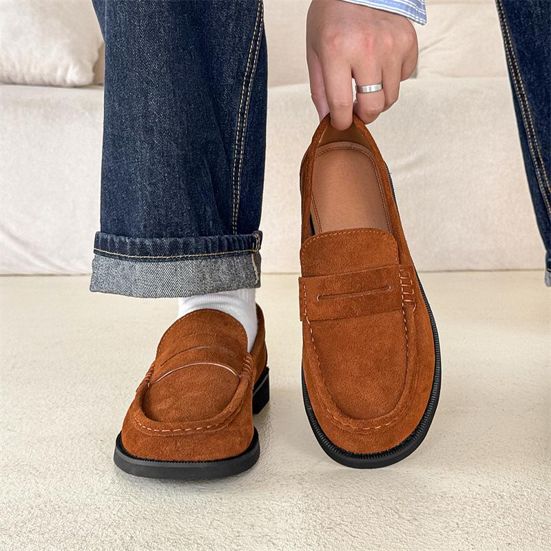 2025 spring and summer new anti-velvet commuter fashion versatile retro one-pedal lazy casual shoes 18009 brown-J