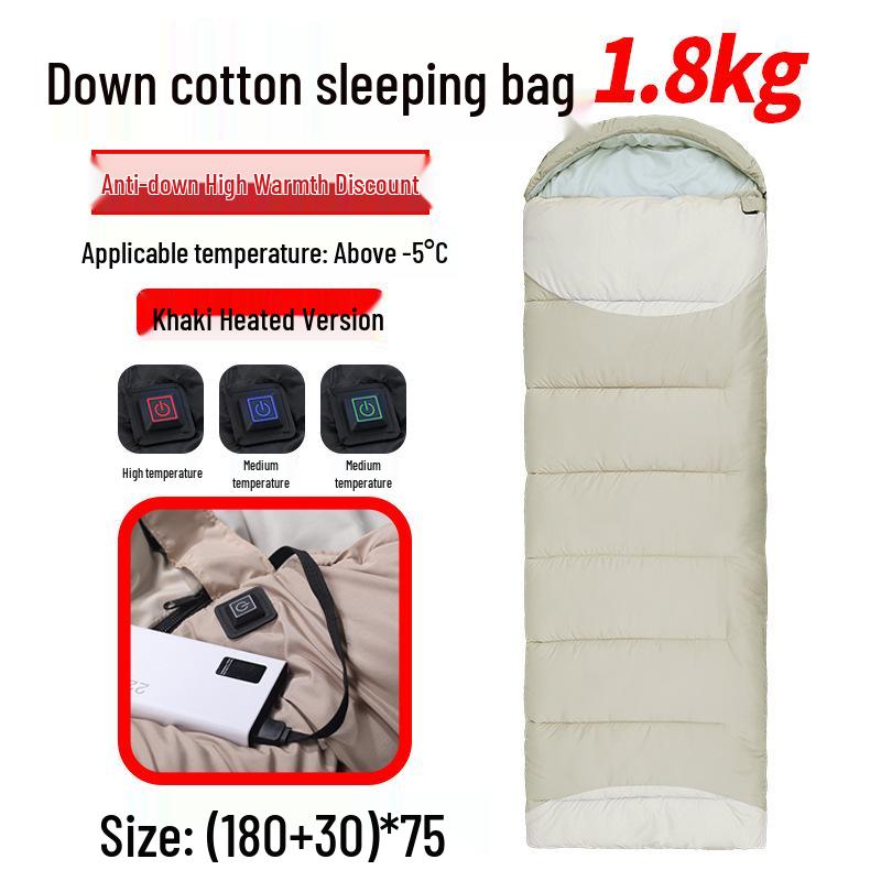 USB Heated Washable Sleeping Bag for Adults - Thickened, Warm, and Cold-Protective for Spring, Autumn, and Winter Camping.