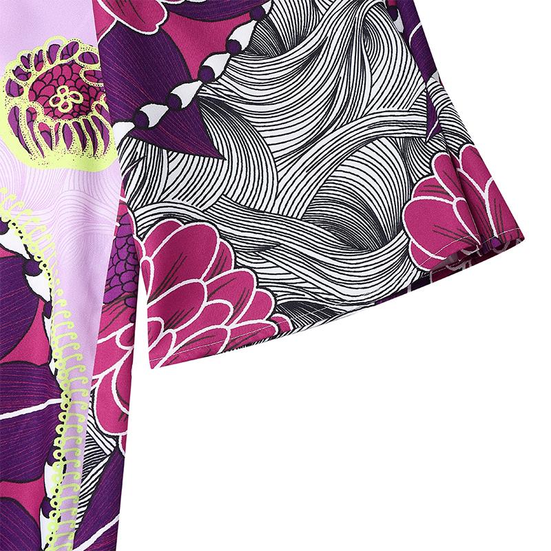 Plus Size Womens Casual Round Neck Long Sleeve Floral Printing Long Oversized Dress