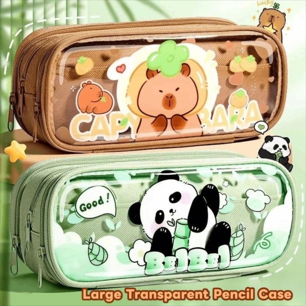Large Capacity Capybara Pencil Case Cute Girls Stationery Pen Bag Office Accessories Pen Pouch  Boy
