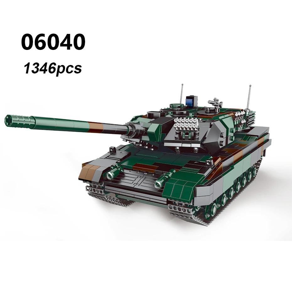 DIY Germany Military Series HX-8 Elefant Tractor PZH2000 Cannon Leopard Tank Lars-2 Rocket Launcher Building Blocks Bricks
