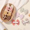 10pcs/set Sweet Flower Print Bowknot Hair Clips for Baby Girls Cute Cotton Bows Hairpins Barrettes Headwear Kid Hair Accessories
