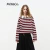 MO&Co. Women's Striped Polo Collar Shirt