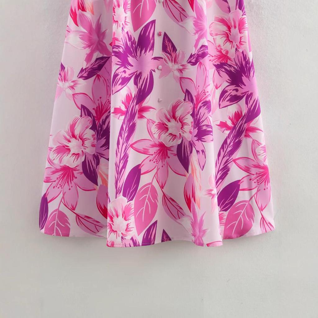 2025 Spring Women's European & American Fashion Short Sleeve Stretch Printed Dress