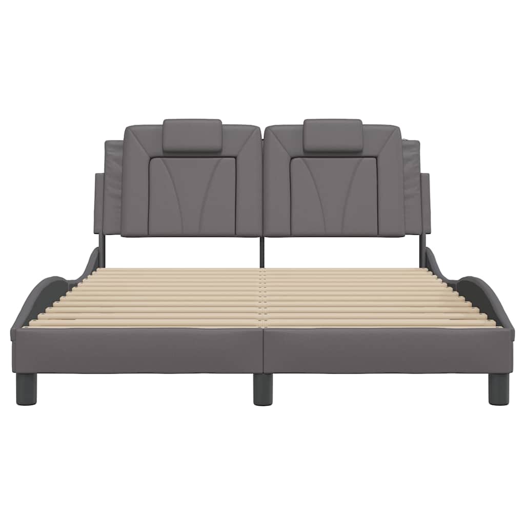 Viana Bed Frame without Mattress Gray 140x200 cm Faux Leather