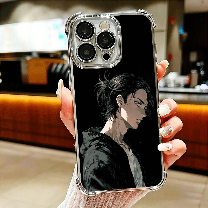 A-Attack On T-Titan Eren Yeager Plating Phone Case For Iphone 16 17 Pro Max Air 16E 14 15 Plus 12 13 Mini Anti-Fall Airabag Cove
