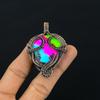 Multi Color Druzy Pendant, 999 Copper Wire Wrapped Gemstone Jewelry, Handmade Pendant, For Mother Day