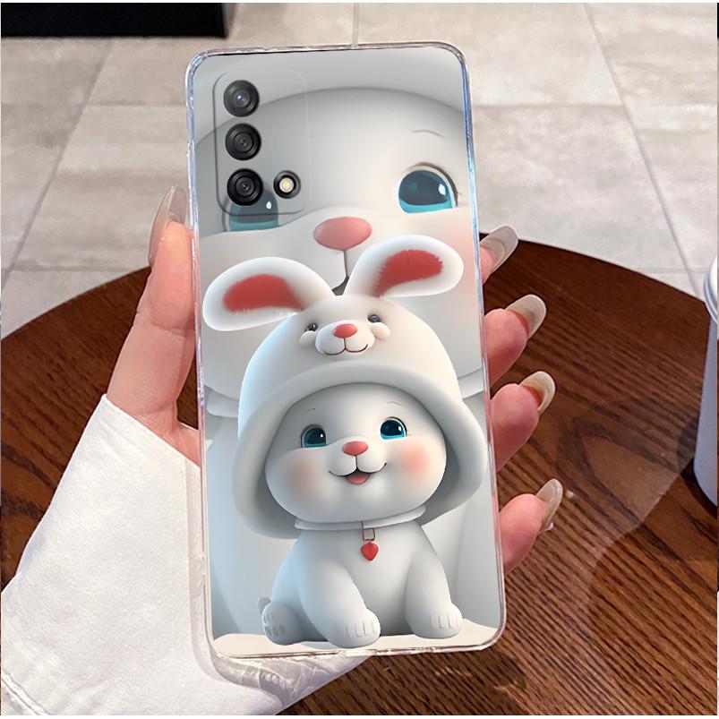 Case For Oppo A74 CPH2219 A95 CPH2365 A74 5G CPH2197 Back Cover Clear Luxury Cute Love Rabbit Funny Soft TPU Silicone Phone Case