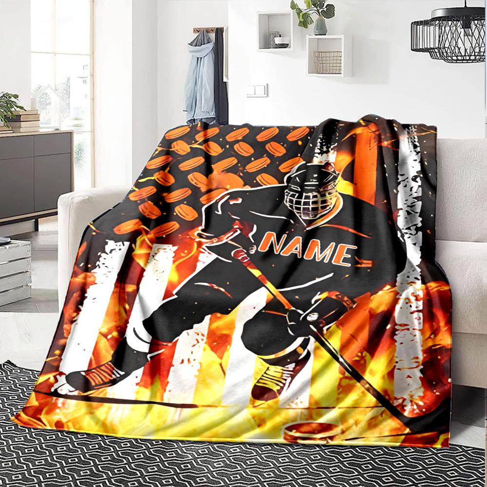 Hockey Quotes And Designs For Sports Enthusiasts Cozy Customize Your Name Soft Warm Cozy Versatile For Sofa Couch Office Bed Picnics For All Occasions