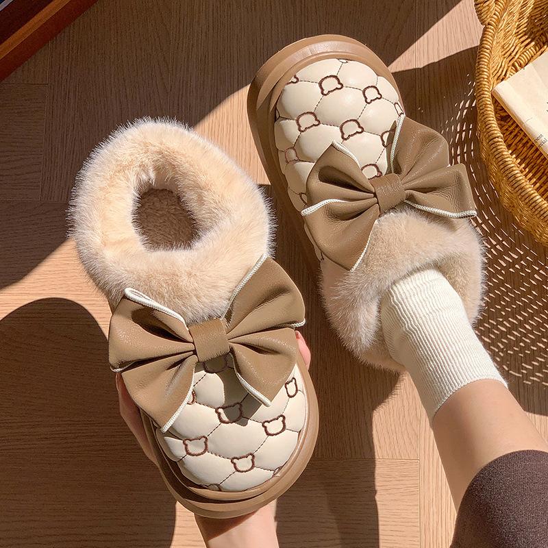 Women Snow Boots for Cute Butterfly Fluffy Botas Autumn Print Bear Thick Bottom Platform Boots Outdoor Comfort Warm Cottom Shoes